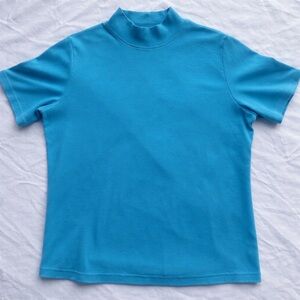 Aqua Short Sleeve Mock Neck Tee